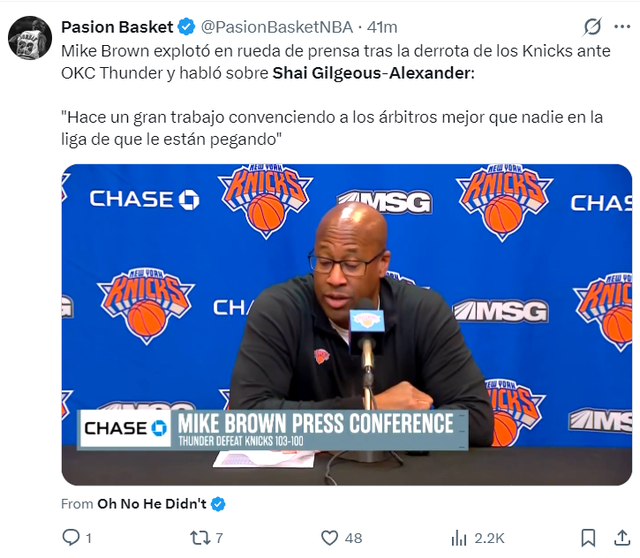 复出就夺回联盟第一！SGA延续四纪录被赞多面手 布朗：造犯规一绝|亚历山大|雷霆|谢伊·吉尔杰斯-亚历山大|俄克拉荷马雷霆队|纽约尼克斯队_新浪体育_新浪新闻